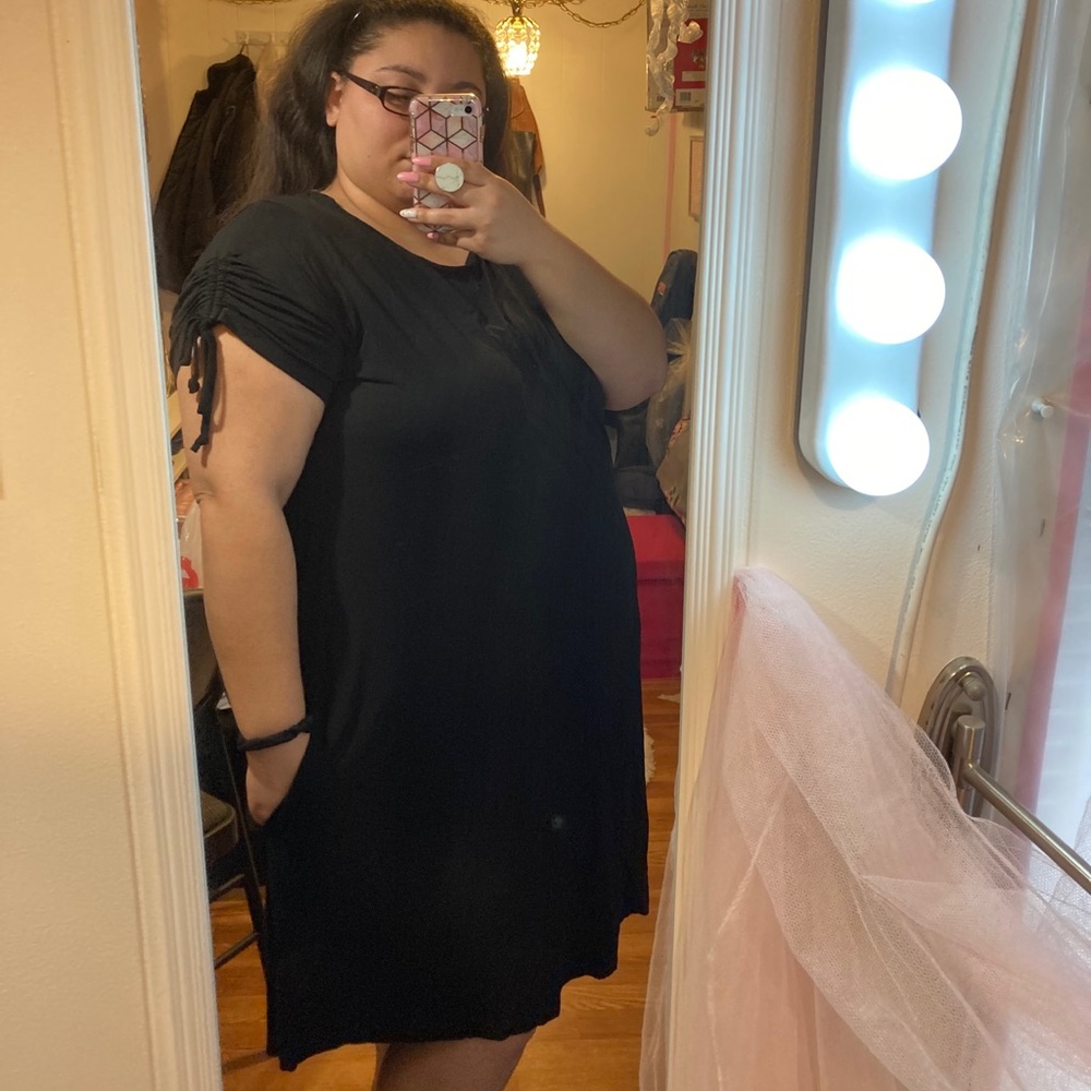 Terra & sky T-shirt dress with drawstring sleeves